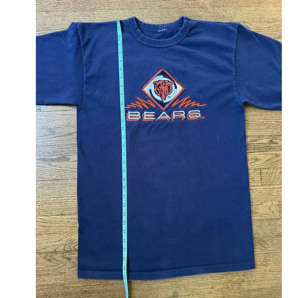 Vtg 90's Singel Stich Chicago Bears Navy Blue T-Shirt Size Large - Picture 5 of 6